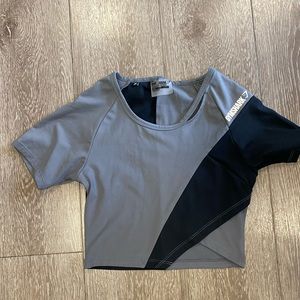 Gymshark Crop Top Grey Black Colorblock Workout